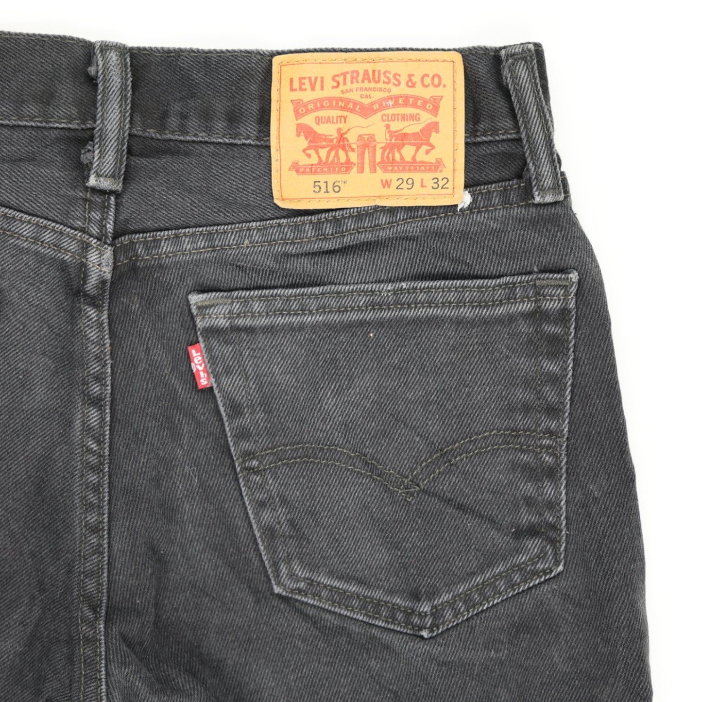 Levi's 516 Black Denim Distressed Cut Off Shorts W29 L32 Cotton Vintage
