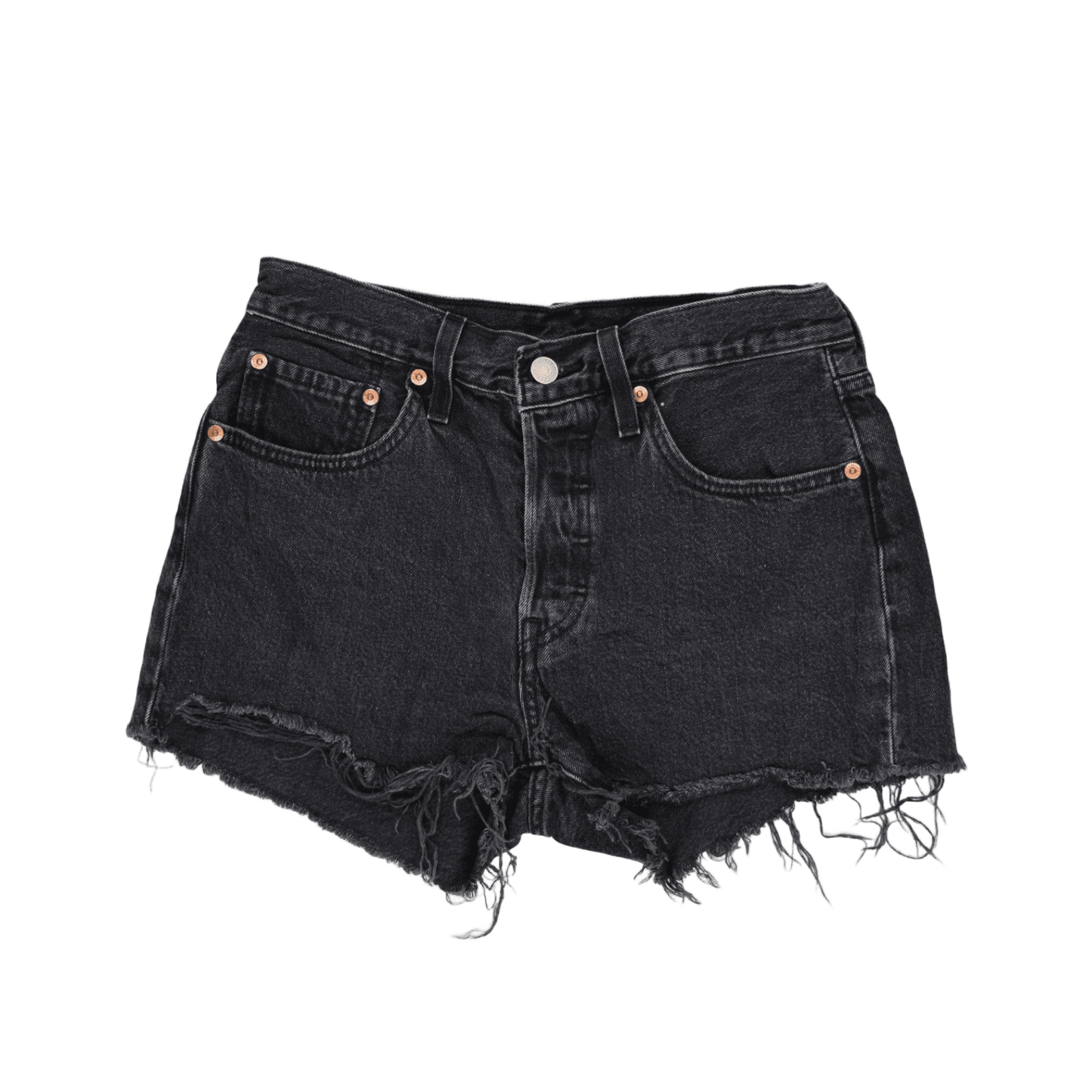 Levi's 501 Black Denim Shorts Womens W31 Cotton Vintage High Rise Distressed