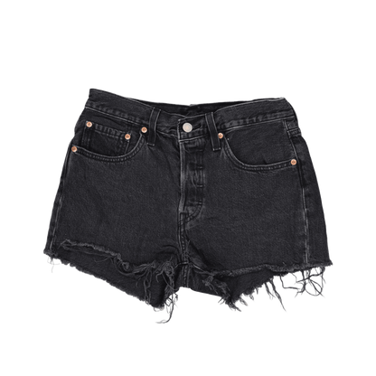 Levi's 501 Black Denim Shorts Womens W31 Cotton Vintage High Rise Distressed