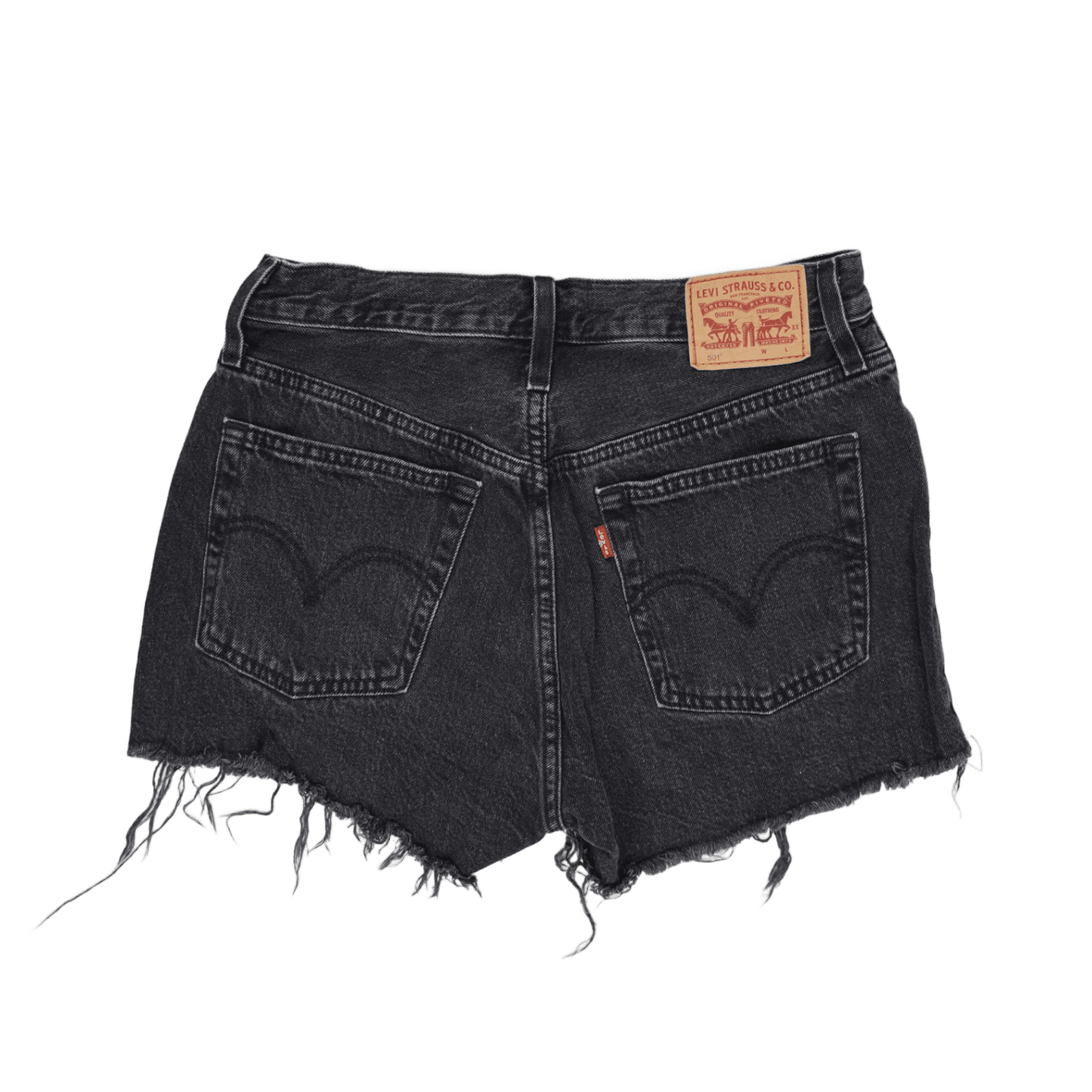 Levi's 501 Black Denim Shorts Womens W31 Cotton Vintage High Rise Distressed