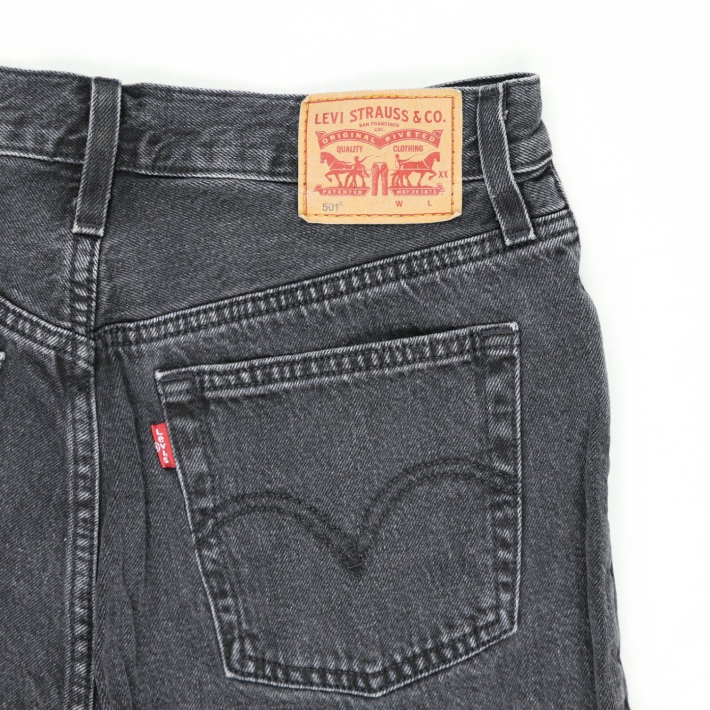 Levi's 501 Black Denim Shorts Womens W31 Cotton Vintage High Rise Distressed