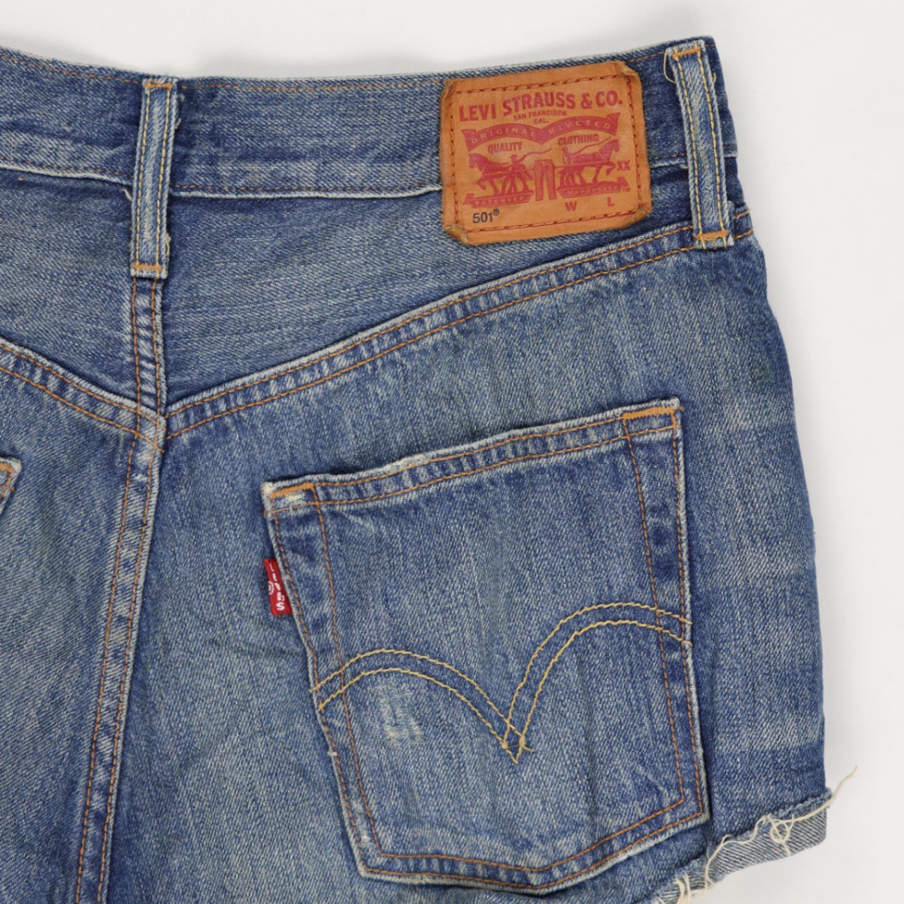Levi's 501 Vintage Distressed Denim Shorts Blue W27 Cotton Denim