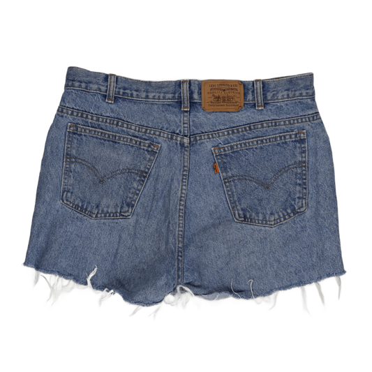 Levi's Vintage 501 High Waisted Cut Off Denim Shorts Blue Size 28W 100 Percent Cotton