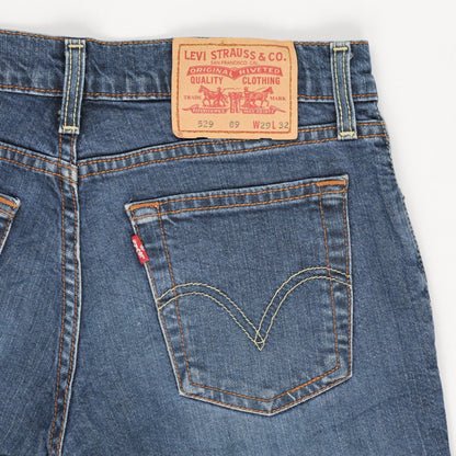 Levi's 529 Blue Distressed Denim Shorts Women's W29 L32 100 Cotton Vintage