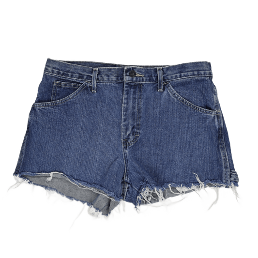 Dickies Women's Denim Shorts Blue 30 in 100 Percent Cotton Frayed Hem