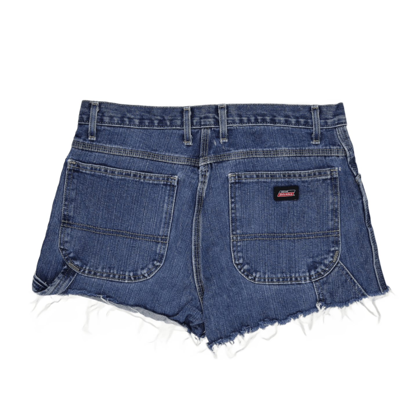 Dickies Women's Denim Shorts Blue 30 in 100 Percent Cotton Frayed Hem