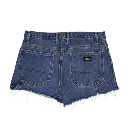 Dickies Women's Denim Shorts Blue 30 in 100 Percent Cotton Frayed Hem