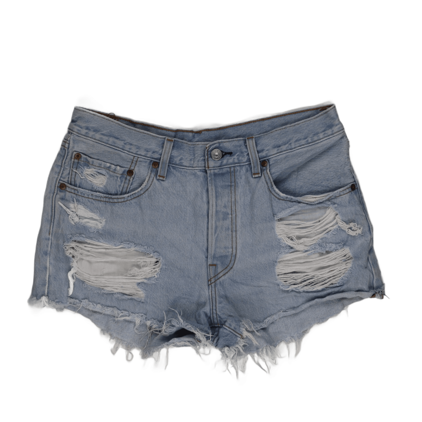 Levi's 501 High-Waist Distressed Cut-Off Shorts Light Blue W31 Vintage Cotton