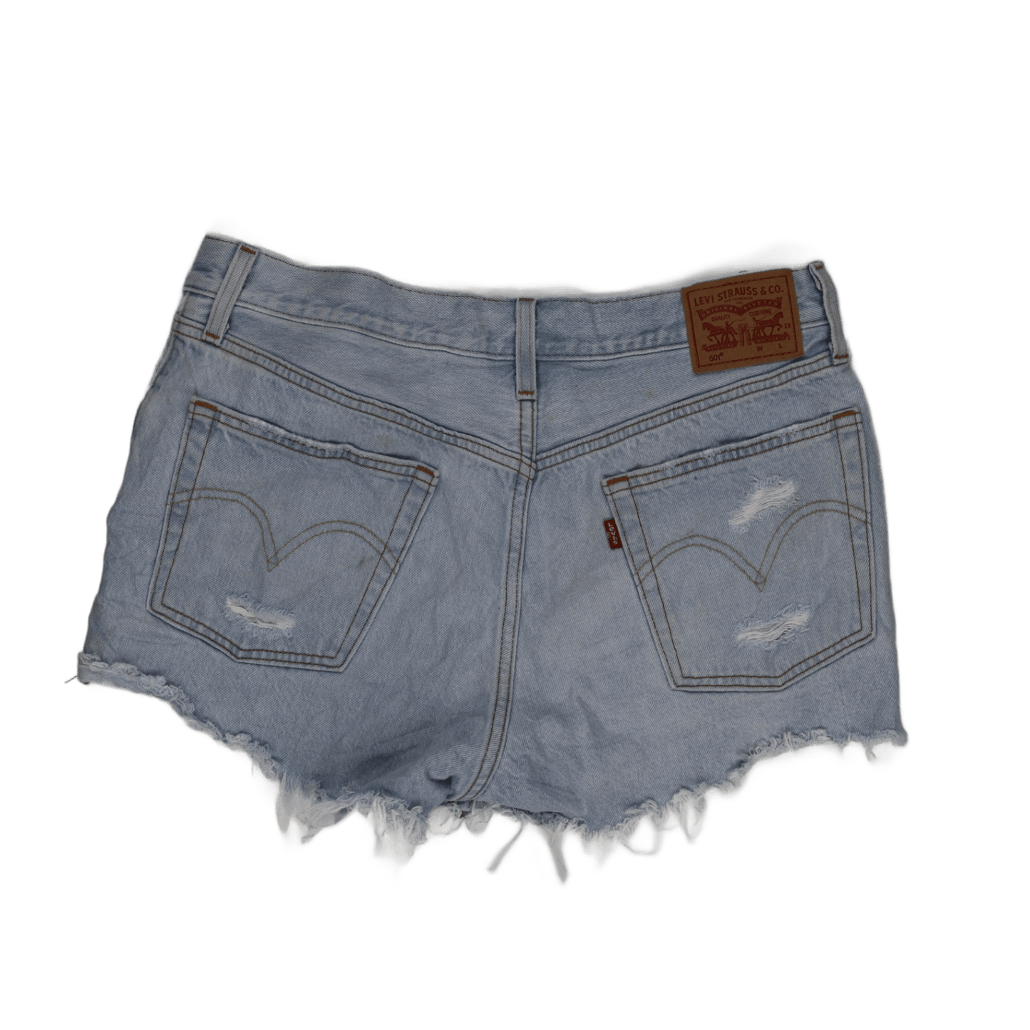 Levi's 501 High-Waist Distressed Cut-Off Shorts Light Blue W31 Vintage Cotton