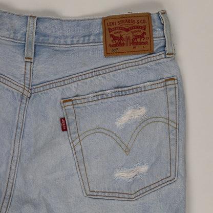 Levi's 501 High-Waist Distressed Cut-Off Shorts Light Blue W31 Vintage Cotton