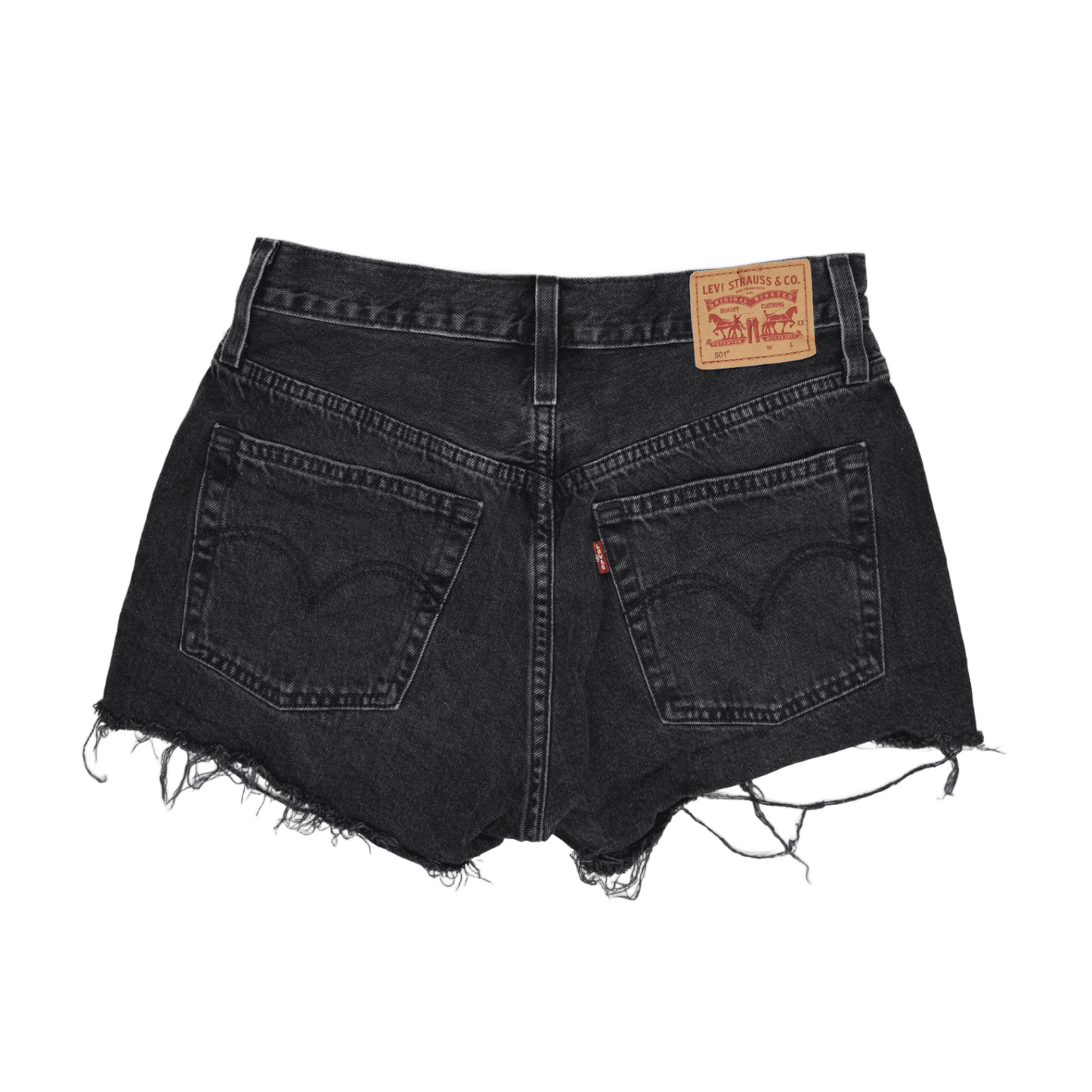 Levi's 501 Vintage Black Denim Shorts Womens W28 Cotton High Waisted Distressed