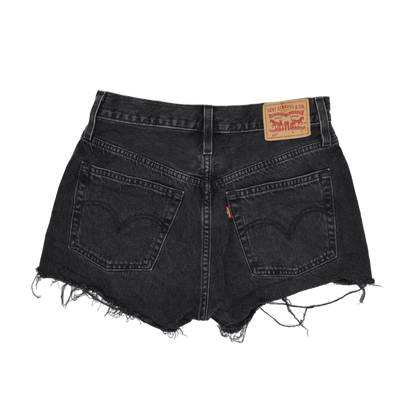 Levi's 501 Vintage Black Denim Shorts Womens W28 Cotton High Waisted Distressed