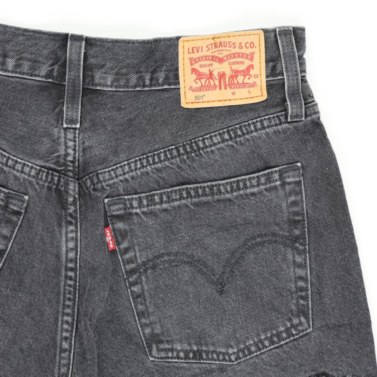Levi's 501 Vintage Black Denim Shorts Womens W28 Cotton High Waisted Distressed