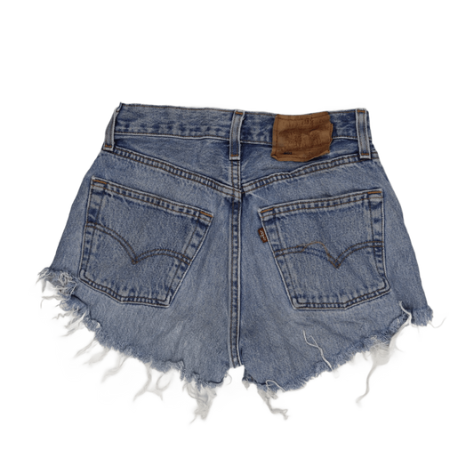 Levi's 501 High-Waisted Distressed Denim Shorts Blue Size 26W Cotton Denim Vintage