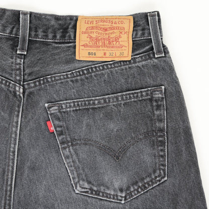 Levi's 501 Vintage Black Denim Cutoff Shorts W32 L30 Cotton