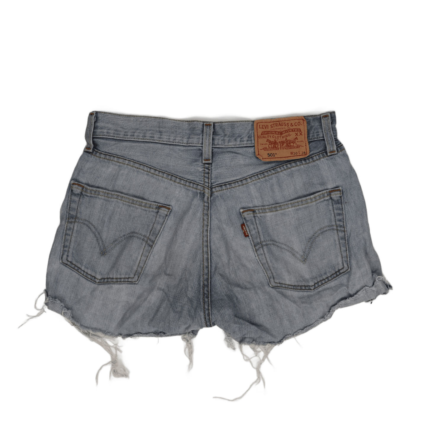 Levi's 501 Vintage Light Blue Distressed Denim Cut Off Shorts W30 L34 Cotton
