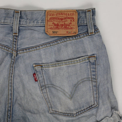 Levi's 501 Vintage Light Blue Distressed Denim Cut Off Shorts W30 L34 Cotton