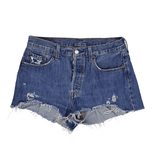Levi's 501 Vintage Distressed High Waist Denim Shorts Blue W31 Cotton