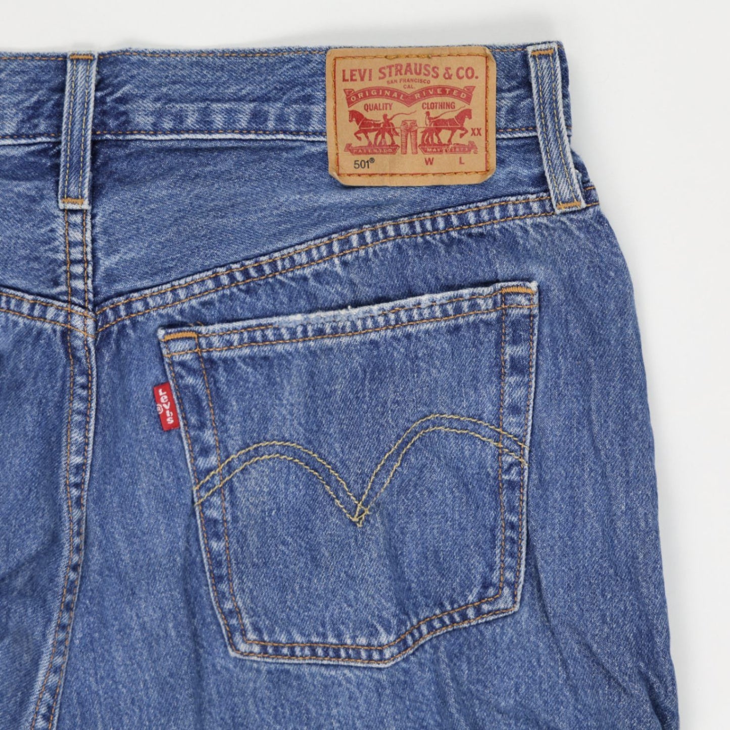 Levi's 501 Vintage Distressed High Waist Denim Shorts Blue W31 Cotton