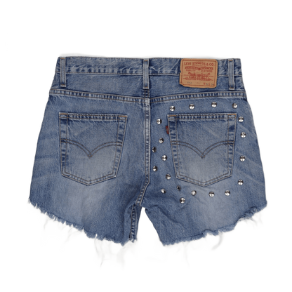 Levi's 518 Studded Cut-Off Denim Shorts Blue W32 Cotton Vintage
