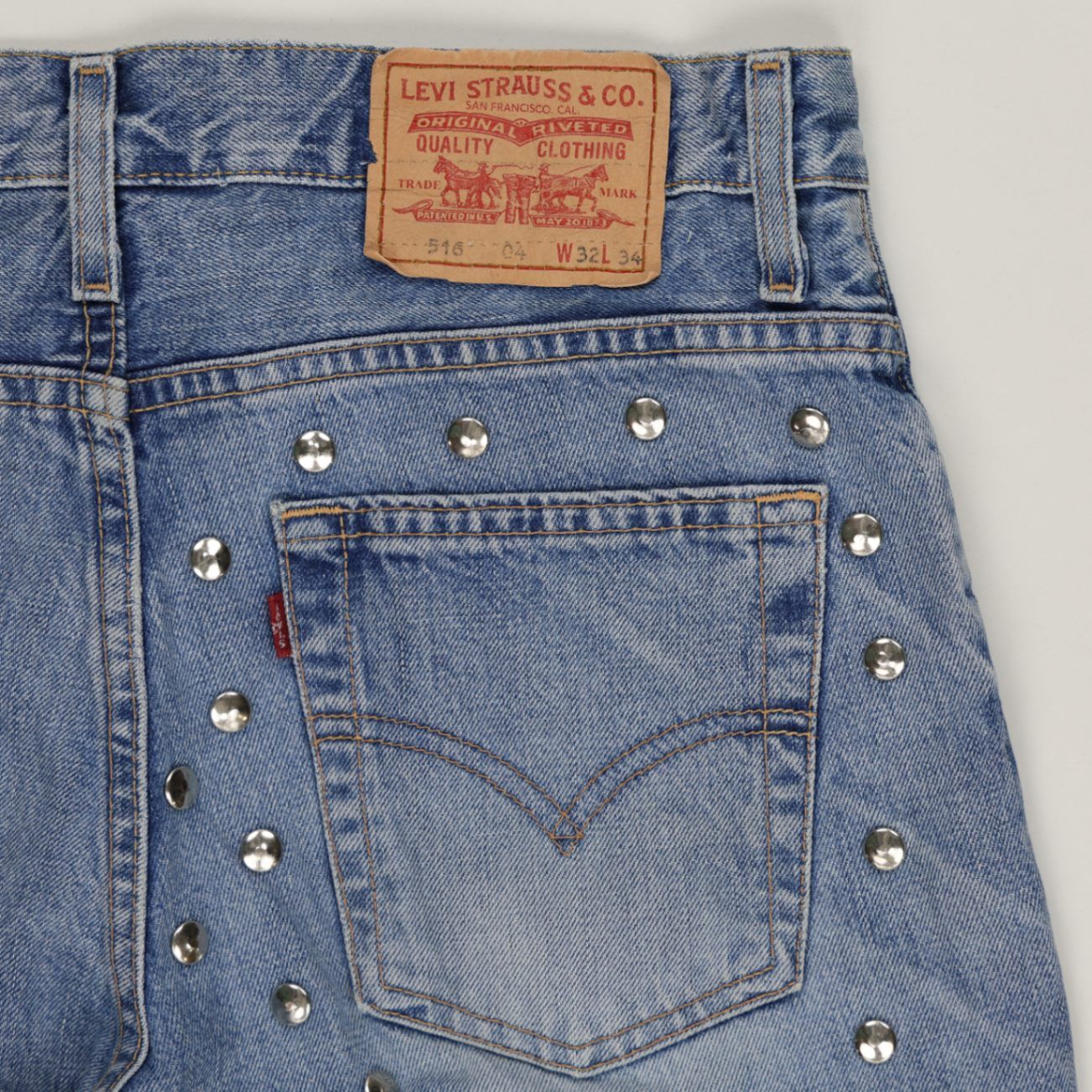 Levi's 518 Studded Cut-Off Denim Shorts Blue W32 Cotton Vintage