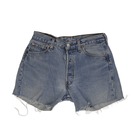 Levi's 501 Vintage High Waisted Denim Shorts Faded Blue Size 28W Cotton Denim
