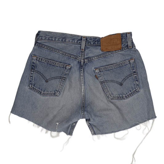 Levi's 501 Vintage High Waisted Denim Shorts Faded Blue Size 28W Cotton Denim