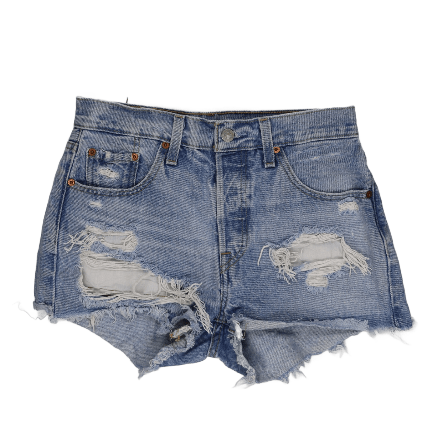 Levi's 501 Women's Distressed Denim Shorts Light Blue W27 Cotton Vintage