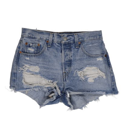 Levi's 501 Women's Distressed Denim Shorts Light Blue W27 Cotton Vintage