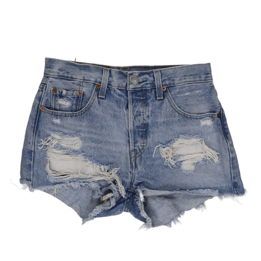 Levi's 501 Women's Distressed Denim Shorts Light Blue W27 Cotton Vintage