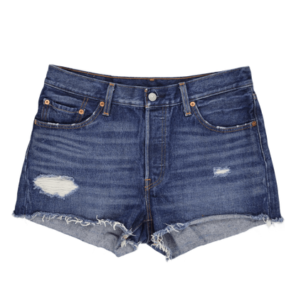 Levi's 501 High Waisted Distressed Blue Denim Shorts W32 100 Cotton Vintage Womens