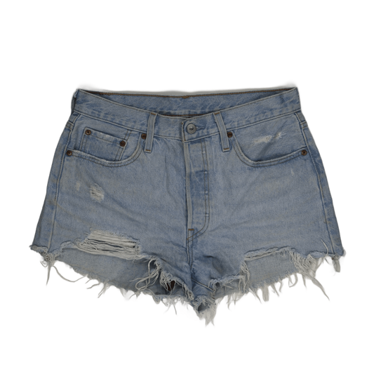 Levi's 501 High-Waisted Distressed Denim Shorts Light Blue Size 32 Cotton Vintage