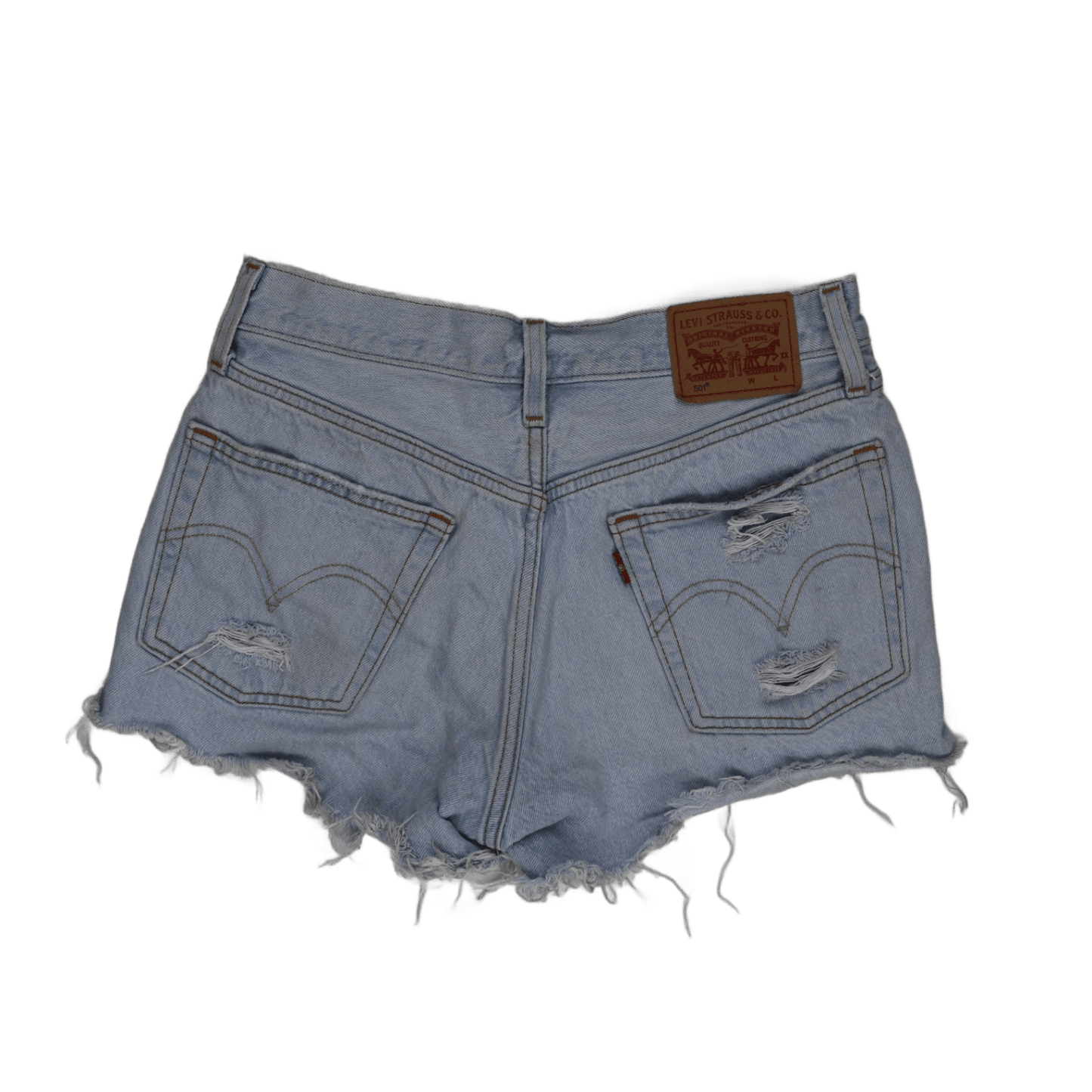 Levi's 501 Distressed Denim Shorts Light Blue W 27 Vintage 100 Cotton