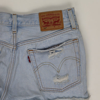 Levi's 501 Distressed Denim Shorts Light Blue W 27 Vintage 100 Cotton