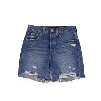 Levi's 501 Distressed High Waisted Denim Cut Off Shorts Blue W27 100 Percent Cotton Vintage