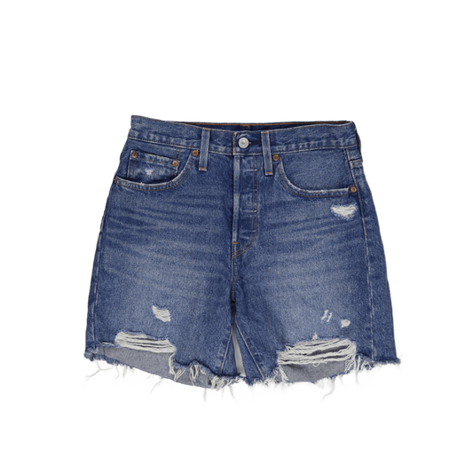 Levi's 501 Distressed High Waisted Denim Cut Off Shorts Blue W27 100 Percent Cotton Vintage