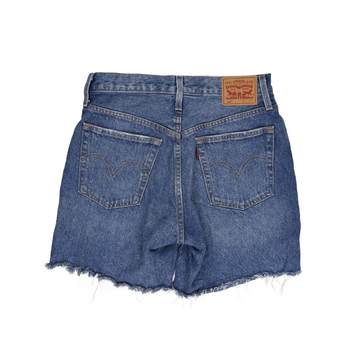 Levi's 501 Distressed High Waisted Denim Cut Off Shorts Blue W27 100 Percent Cotton Vintage