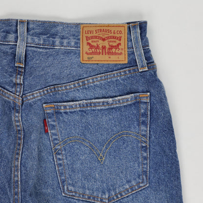 Levi's 501 Distressed High Waisted Denim Cut Off Shorts Blue W27 100 Percent Cotton Vintage