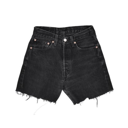 Levi's 501 High Waist Black Denim Shorts W28 L30 Cotton Vintage