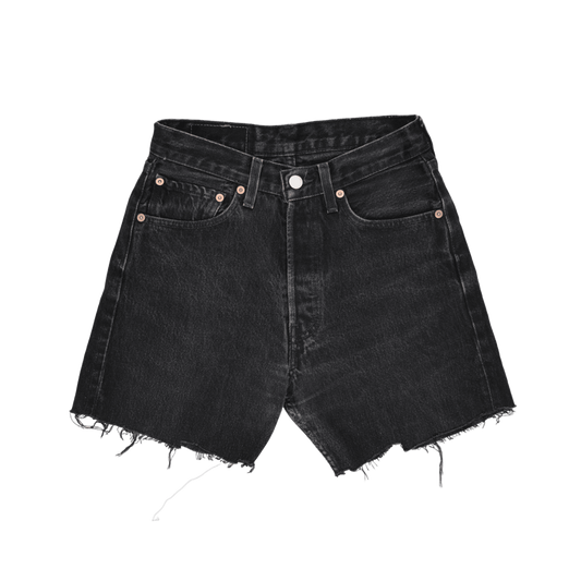 Levi's 501 High Waist Black Denim Shorts W28 L30 Cotton Vintage