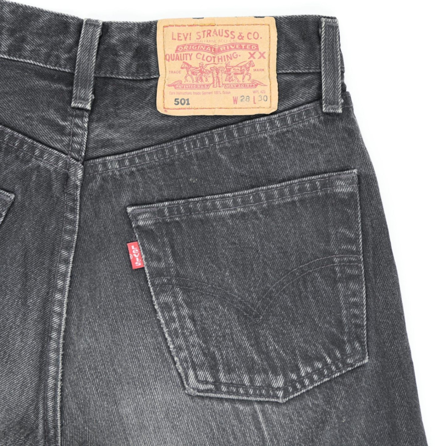 Levi's 501 High Waist Black Denim Shorts W28 L30 Cotton Vintage