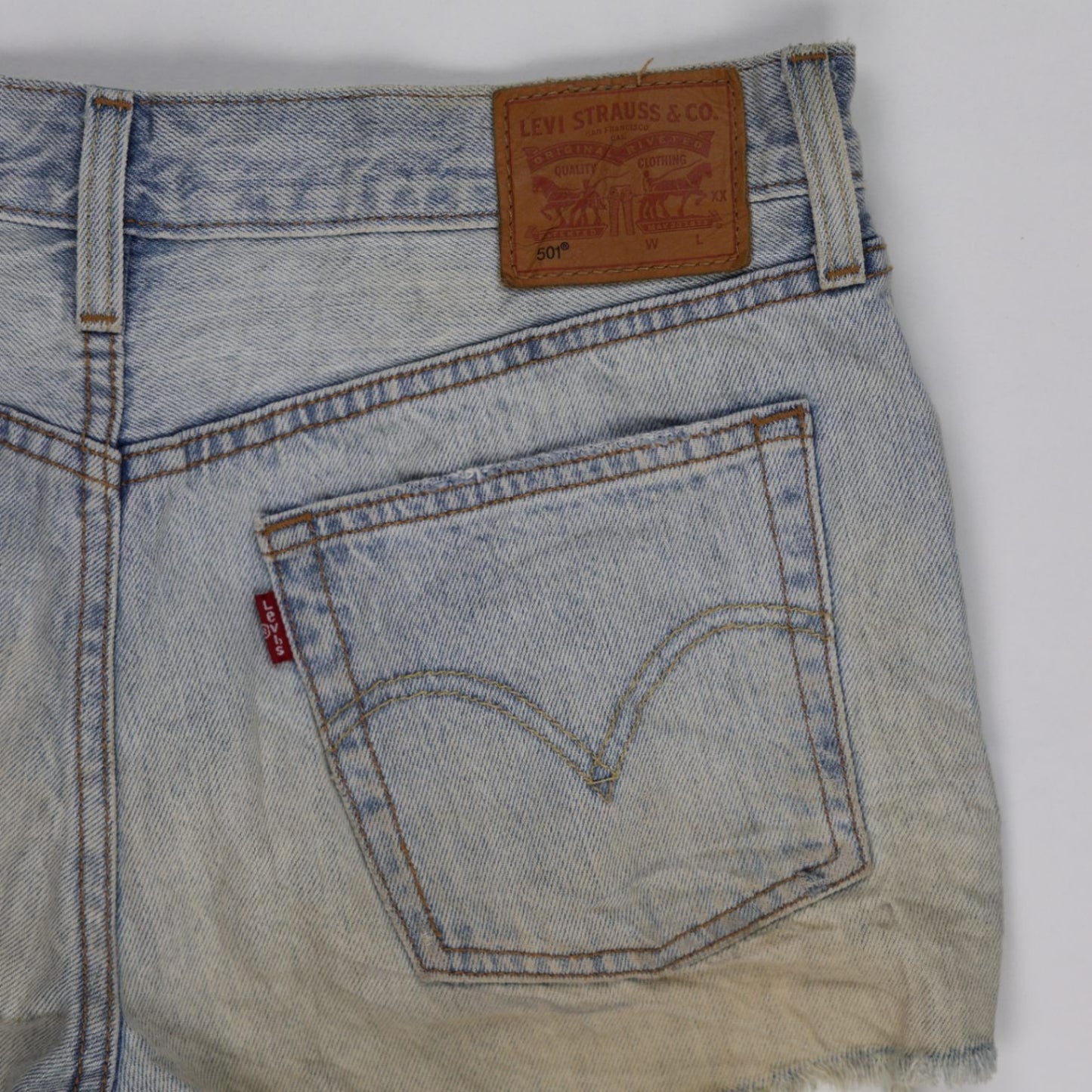 Levi's 501 Vintage Floral Embroidered Distressed Denim Shorts Light Blue W32 100 Cotton