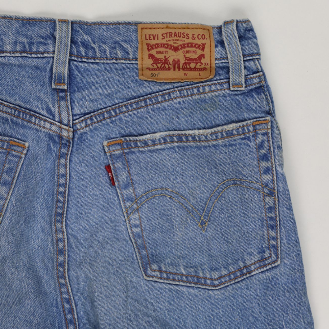 Levi's 501 High Waisted Vintage Blue Denim Cut Off Shorts W31 100% Cotton