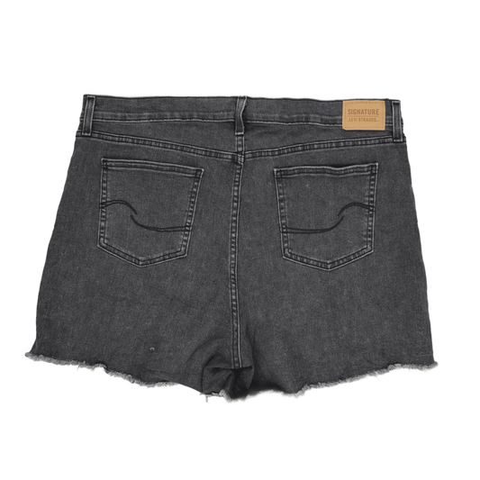 Levi Strauss Signature Black Denim Jean Shorts Womens Size 12 8 Inch Inseam Vintage Casual Cotton