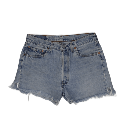 Levi's 501 Vintage High Waisted Denim Cut Off Shorts Light Blue W33 L34 Cotton