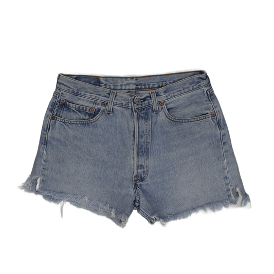 Levi's 501 Vintage High Waisted Denim Cut Off Shorts Light Blue W33 L34 Cotton