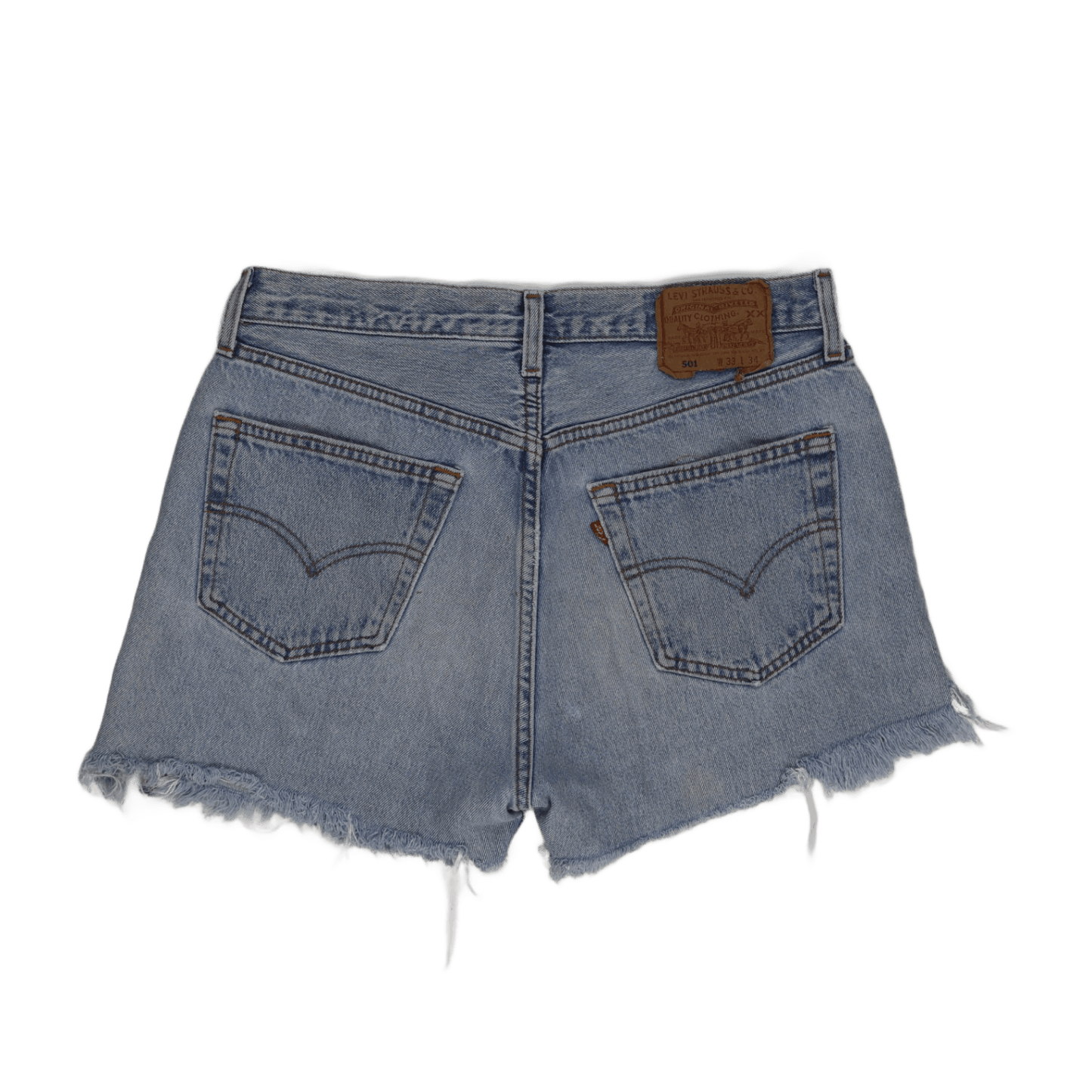 Levi's 501 Vintage High Waisted Denim Cut Off Shorts Light Blue W33 L34 Cotton