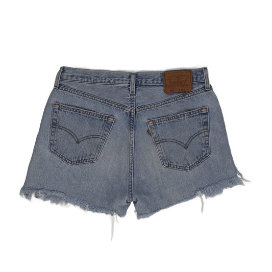 Levi's 501 Vintage High Waisted Denim Cut Off Shorts Light Blue W33 L34 Cotton