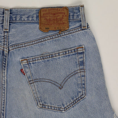 Levi's 501 Vintage High Waisted Denim Cut Off Shorts Light Blue W33 L34 Cotton