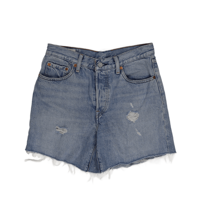 Levi's 501 High Waisted Denim Shorts Light Blue W28 100 Percent Cotton